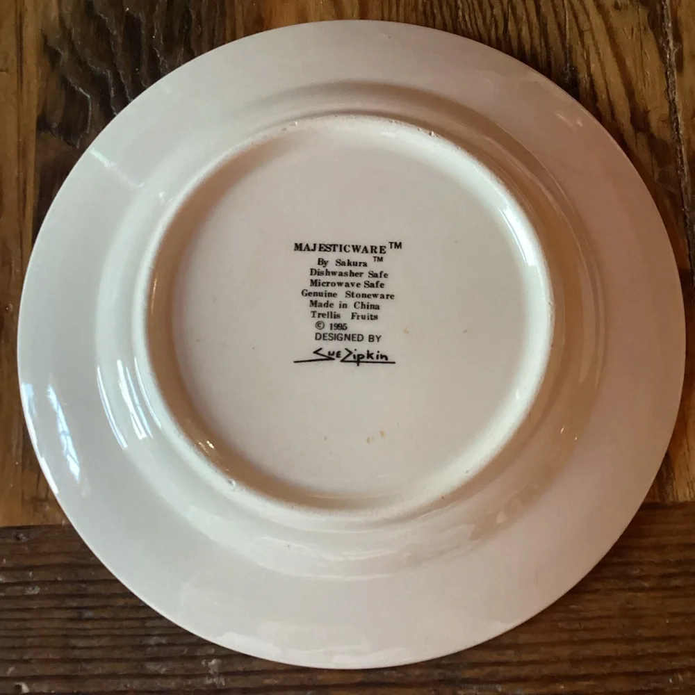 Sakura Trellis Fruits Vintage Plates - set of 4 - stoneware